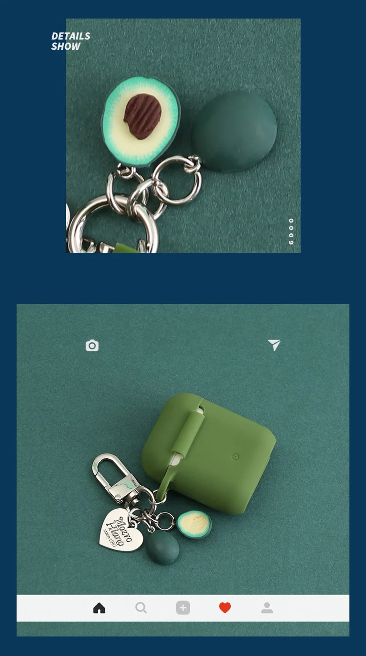 Силиконовый чехол Avocado для Apple Airpods, аксессуары для беспроводных наушников с Bluetooth, Защитные чехлы для наушников