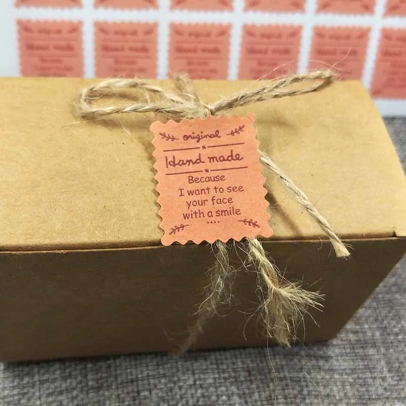 Самоклеящаяся наклейка для этикеток ручная работа красная с сердечком печать