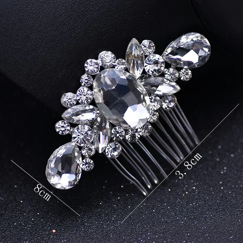 Silver Comb Модные полностью Кристальные расчески для волос для невесты, свадебная расческа для волос, заколка для волос, Стразы Свадебная заколка, женские свадебные украшения, аксессуары - Окраска металла: Silver Comb