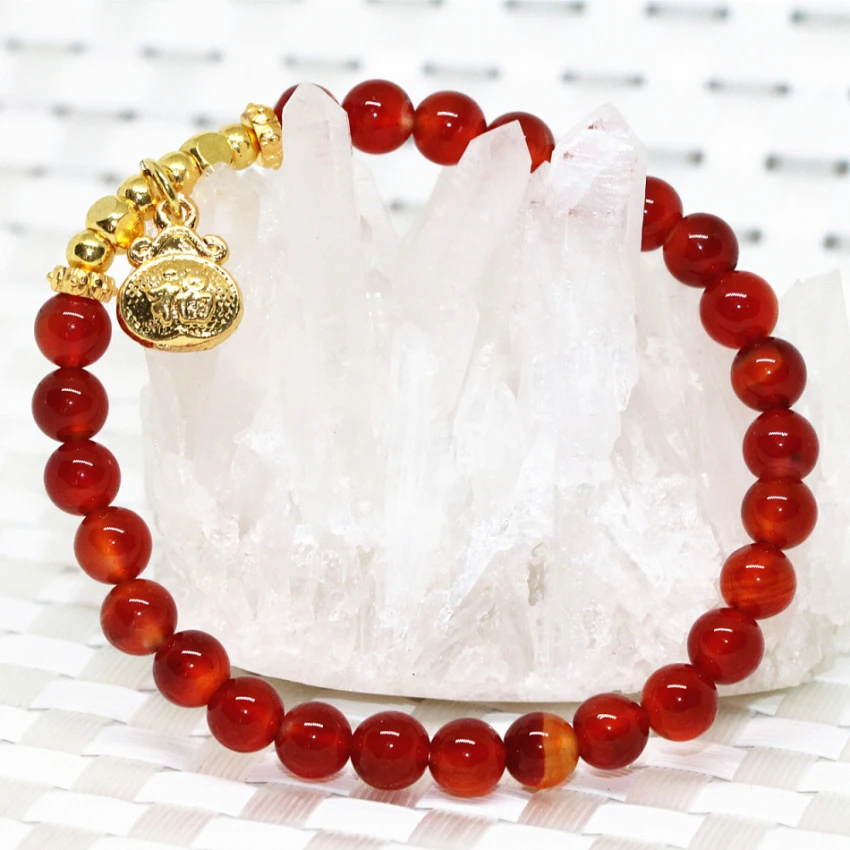 Элегантный браслет 18 стиль натуральный камень сердолик оникс агат 6 мм 8 круглые