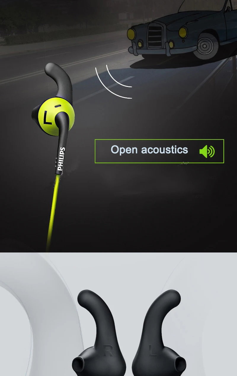 Philips SHQ6500 Оригинальные Bluetooth беспроводные наушники спортивные водонепроницаемые наушники с микрофоном для телефона и музыки официальный тест