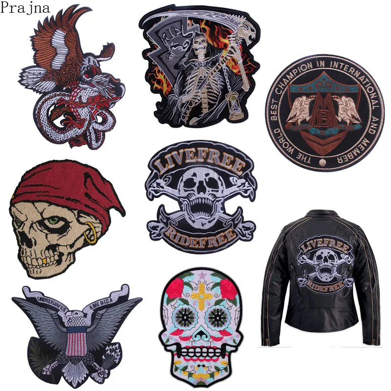 Нашивка Prajna с черепом в стиле хиппи большие мотоциклетные нашивки для куртки