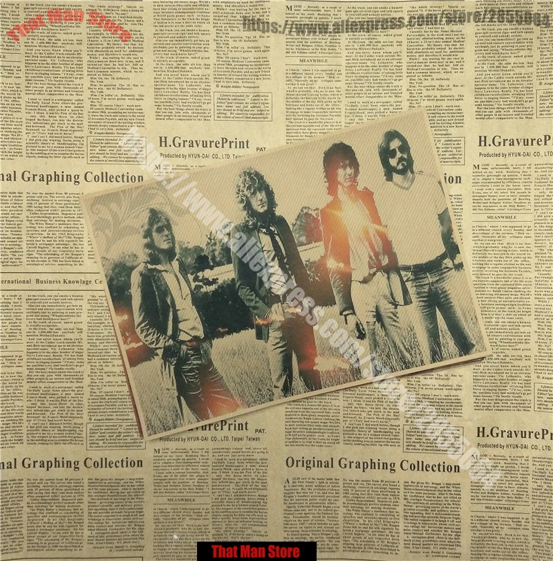 ВИНТАЖНЫЙ ПЛАКАТ Led Zeppelin крафт-бумага ретро-рок постер классический старый группа Ретро плакат 42X30CM