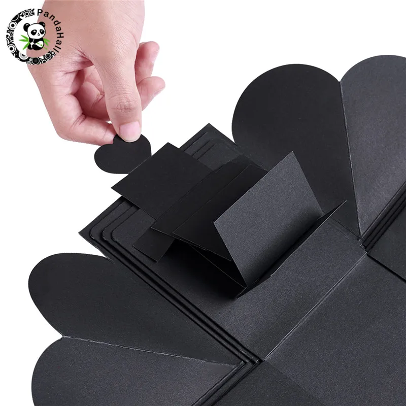 Pandahall 12,7x12,7x12,7 см черные креативные взрывные коробки для ювелирных изделий DIY Фотоальбом любовь памяти многослойные подарки сюрпризы