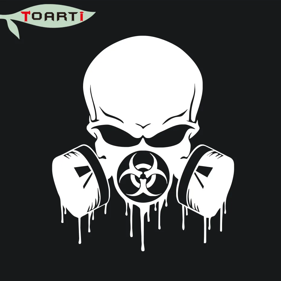 КАПЕЛЬНАЯ биоопасность череп респиратор забавная Виниловая Наклейка на окно