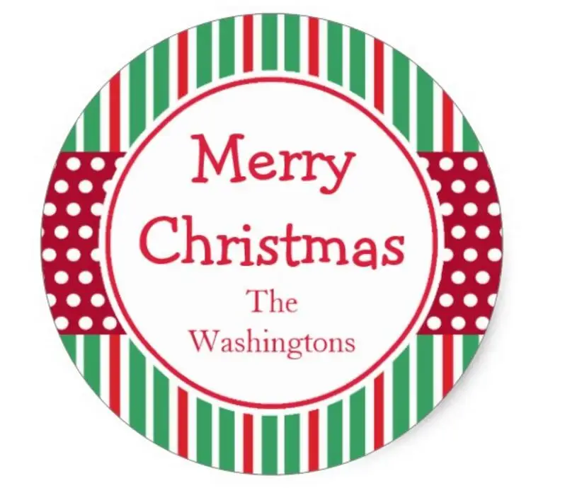 

1.5inch Green Stripes Dots Holiday Christmas Stickers