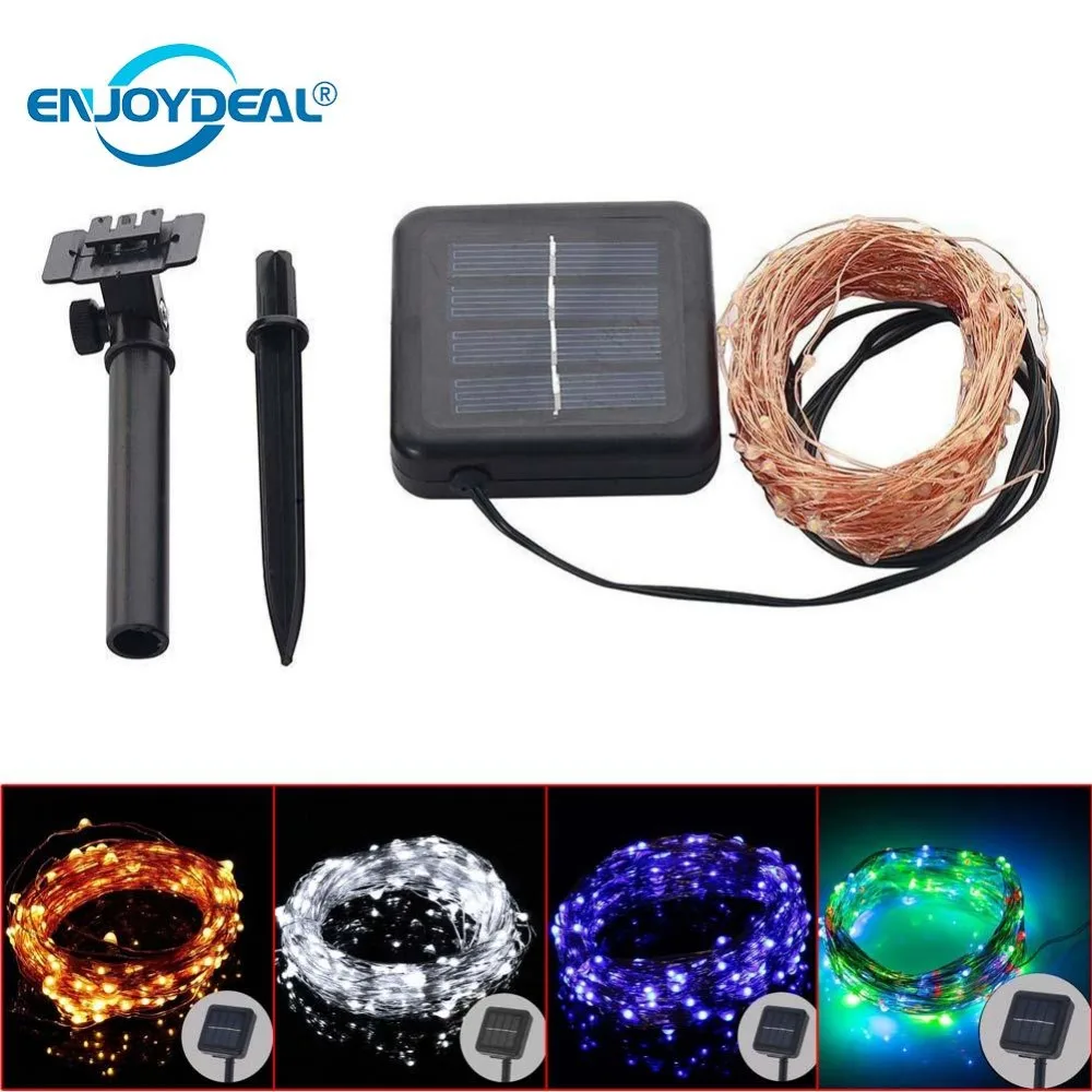 IP68 садовая 10 м 100LED солнечная медная проволока Водонепроницаемая Звездная струна