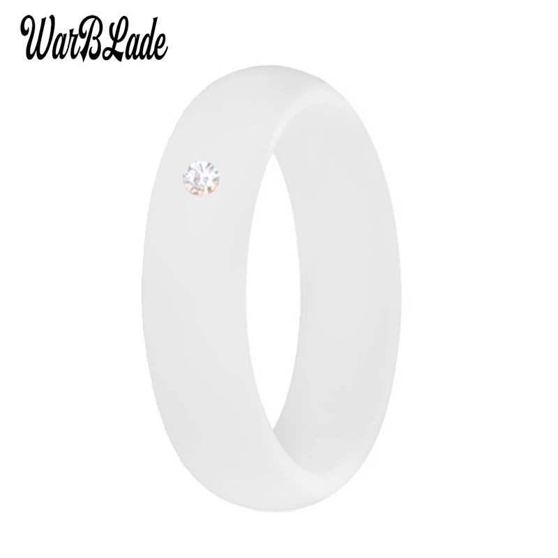 New 5.7mm Rhinestone Silicone Rings Food Grade FDA Finger Ring Hypoallergenic Flexible For Women Wedding Rubber Bands | Украшения и