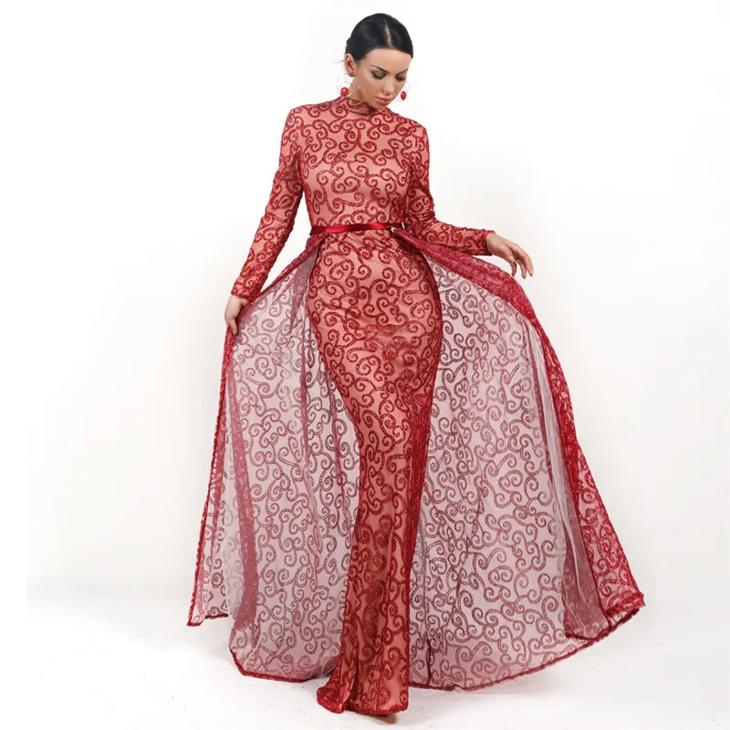 

Sequin Dress Women 2019 Sexy High Neck Long Sleeve Glitter Long Dresses Female Cloak Maxi Elegant Party Dress Vestdios