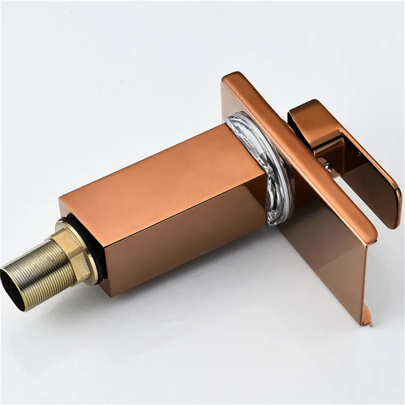 Bathroom Basin faucet LED Faucet Total Brass Sink Mixer Taps Hot &amp Cold Waterfall Gold/Rose Gold Crane Torneira | Обустройство