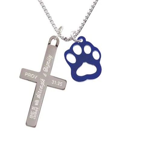 Acrylic Small Paw Navy Blue - Strength and Dignity Cross Necklace | Украшения и аксессуары