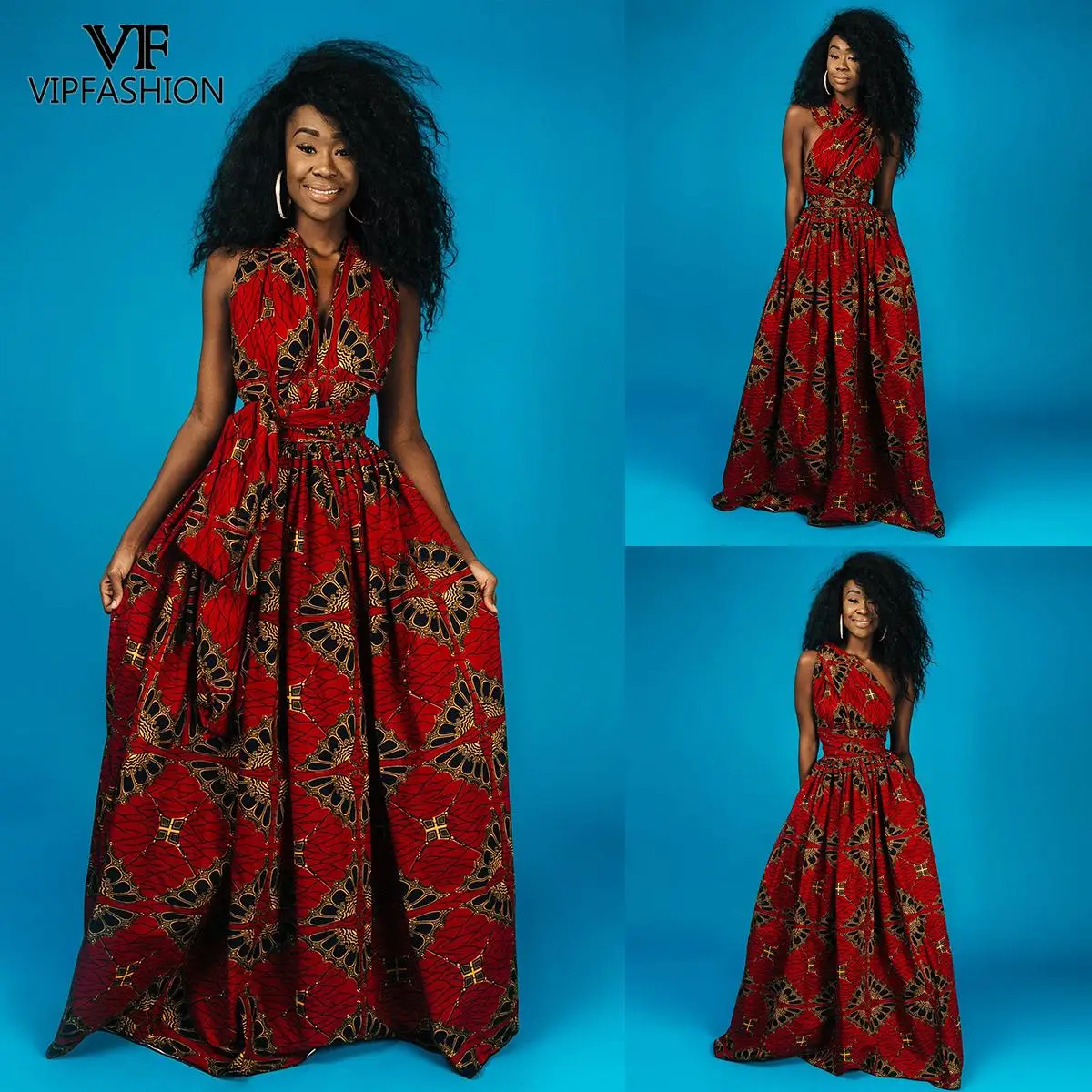 

VIP FASHION Fashion Summer Tribal Nation Style Sexy Long Robe Floral African Print Dress For Women Plus Size Indian Long Dress