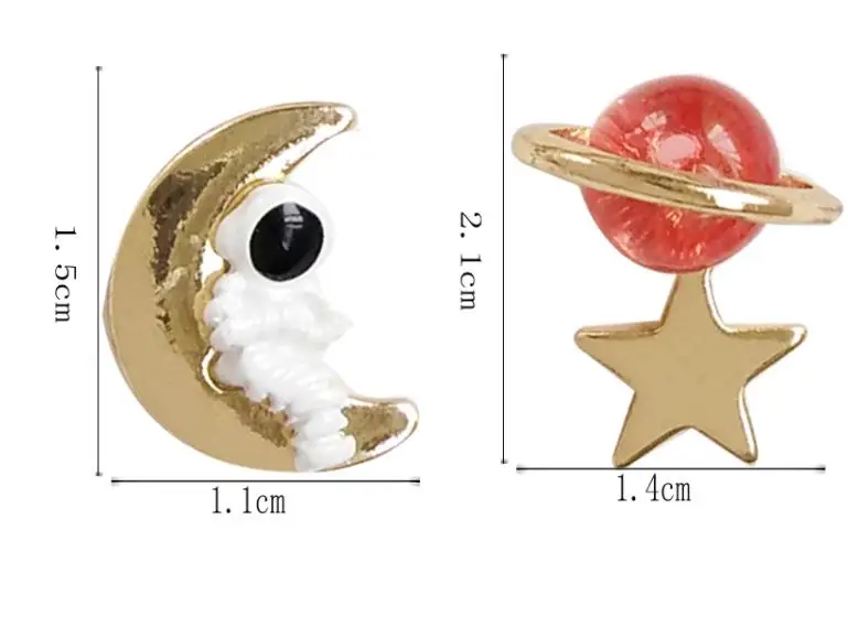 Креативные Необычные Асимметричные металлические серьги астронавта с Луной и