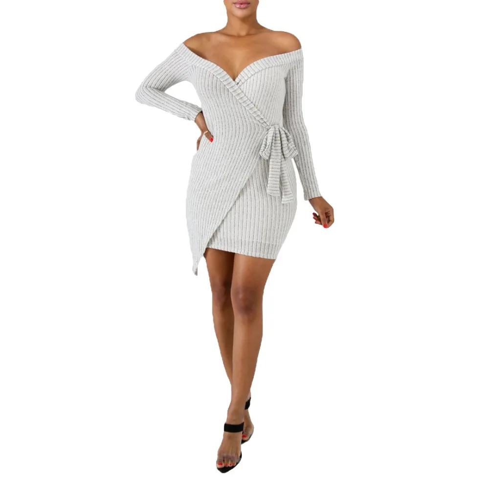 Женское платье 2019 сексуальное платья средней длины с запахом полиэстеровое