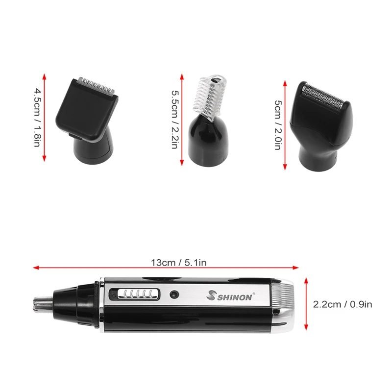 Shinon 4 в 1 Электрический триммер для носа бороды бровей перезаряжаемый