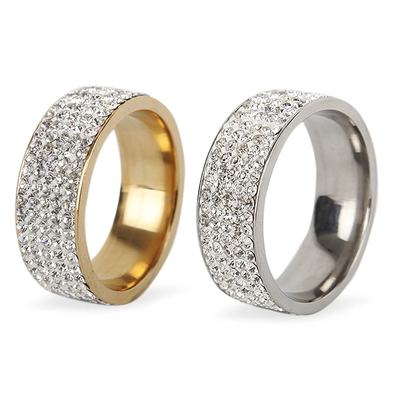 Пятирядные кольца на палец со стразами мужские и женские свадебные роскошные из