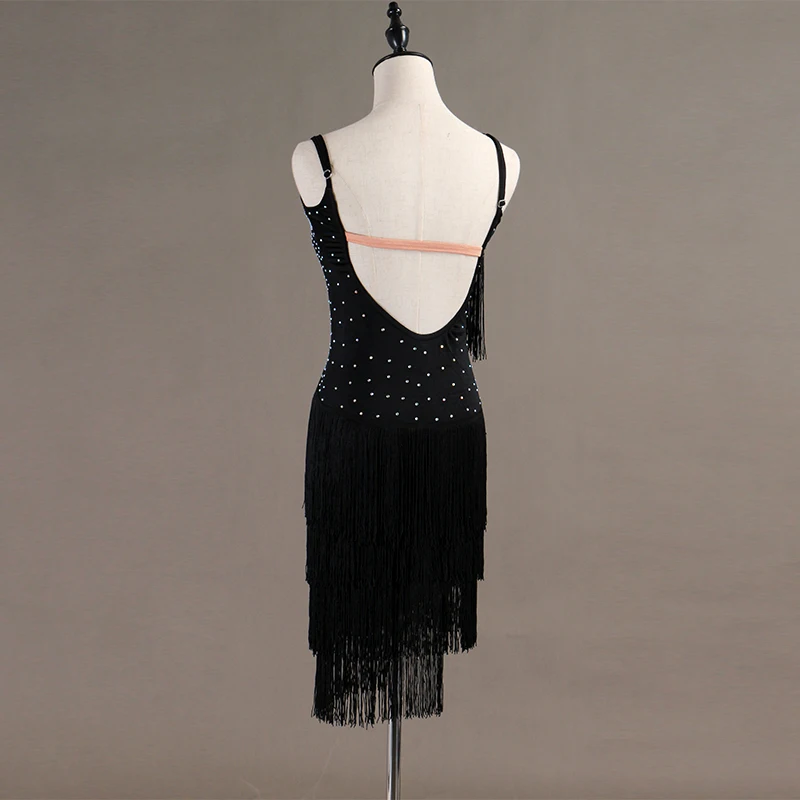 Женские блестящие черные длинные кисточки со стразами для латиноамериканских