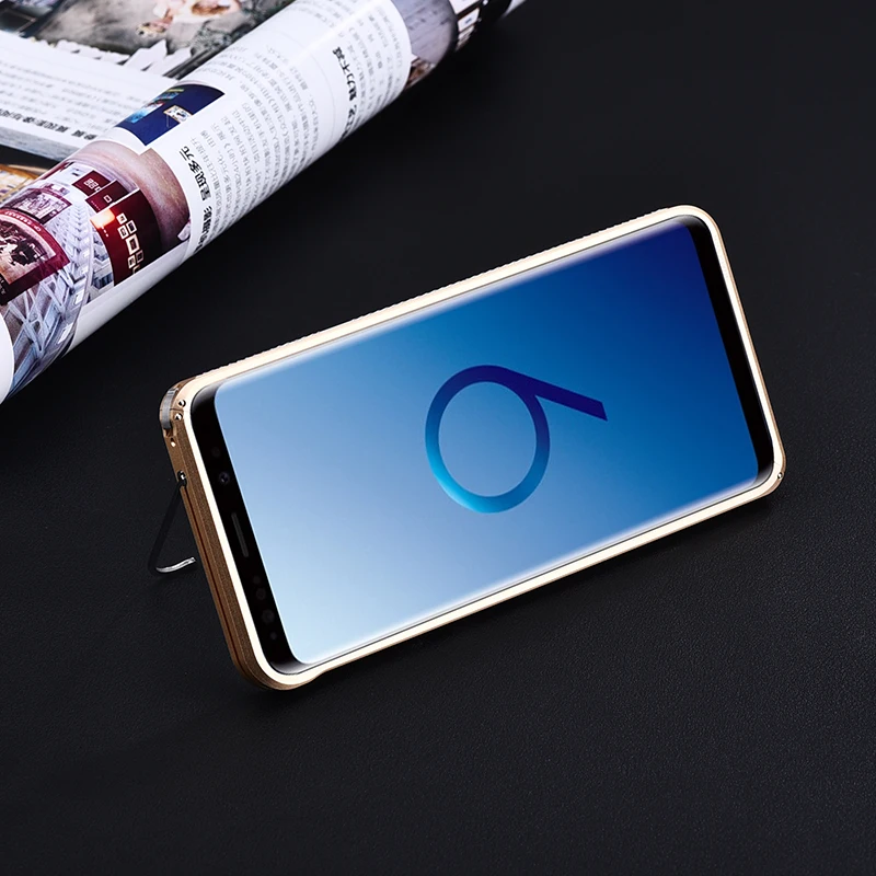 Бампер iMatch чехол для samsung Galaxy S9/S9 Plus роскошный Алмазный Алюминиевый металлический Невидимый чехол-подставка бампер S9 Plus