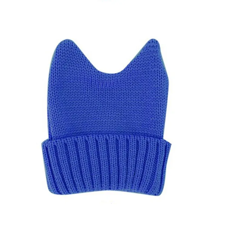 Модная вязаная очень мягкая женская шапочка с кошачьими ушками для девочек