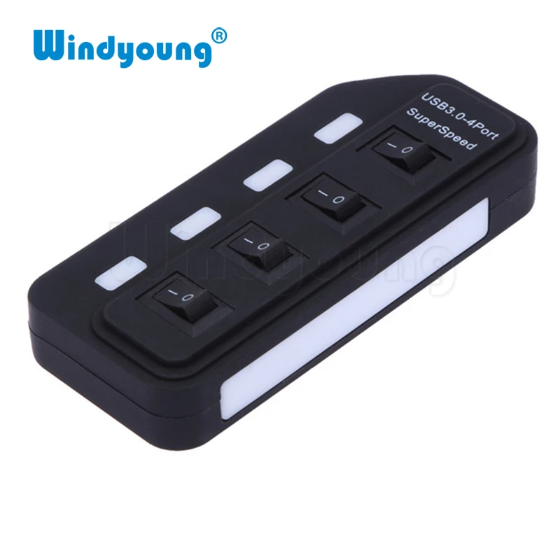 Usb-концентратор 3,0, 4 порта, usb-разветвитель 3,0, Суперскоростной концентратор для передачи данных, отдельные переключатели вкл/выкл, светодиодный usb-кабель, совместимое с usb-устройством