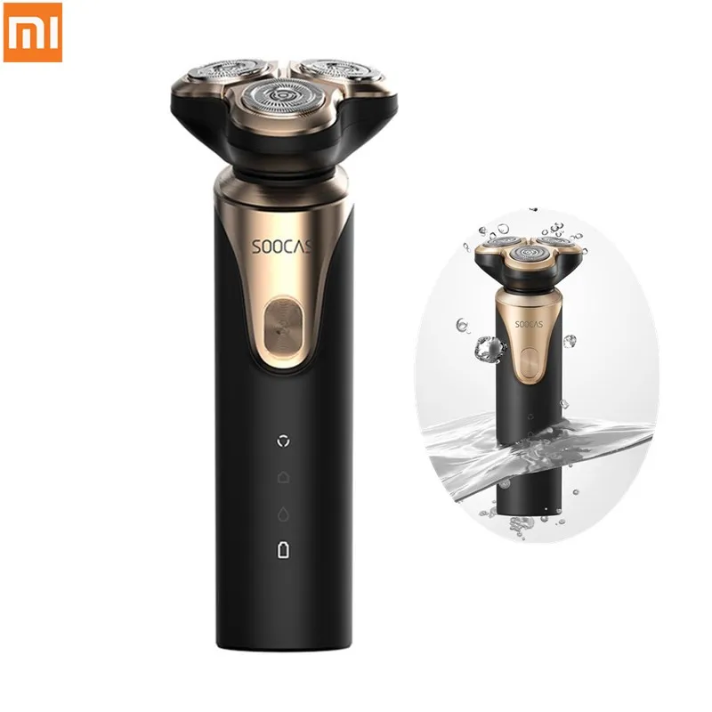 Xiaomi Mijia SOOCAS S3 USB аккумуляторная Водонепроницаемая электробритва с 3 насадками для