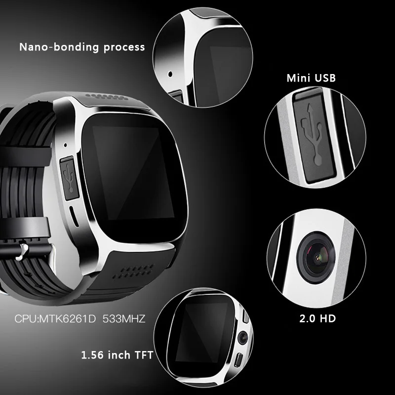 Умные часы с Bluetooth Телефон Mate SIM FM шагомер спортивный Смарт для Android IOS iPhone Samsung