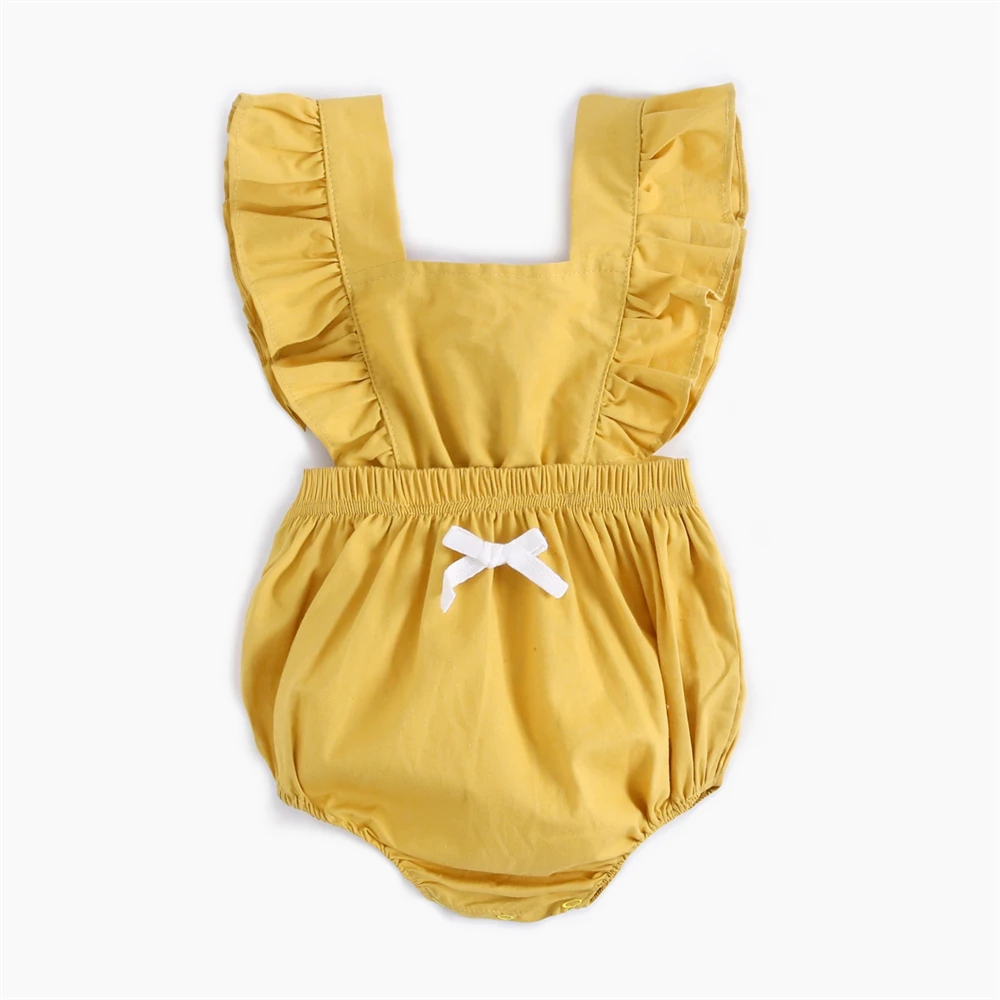 Однотонные боди с оборками для новорожденных девочек 4 цвета пляжный костюм