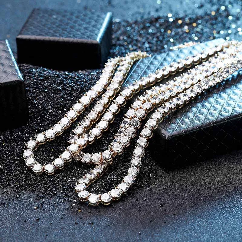 GUCY новый 925 пробы серебро 4 мм 6 Для Мужчин's Цепочки и ожерелья Bling CZ льдом в духе