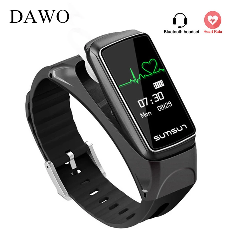 DAWO B7 Bluetooth наушники смарт браслет вызовов мини гарнитуры монитор сердечного