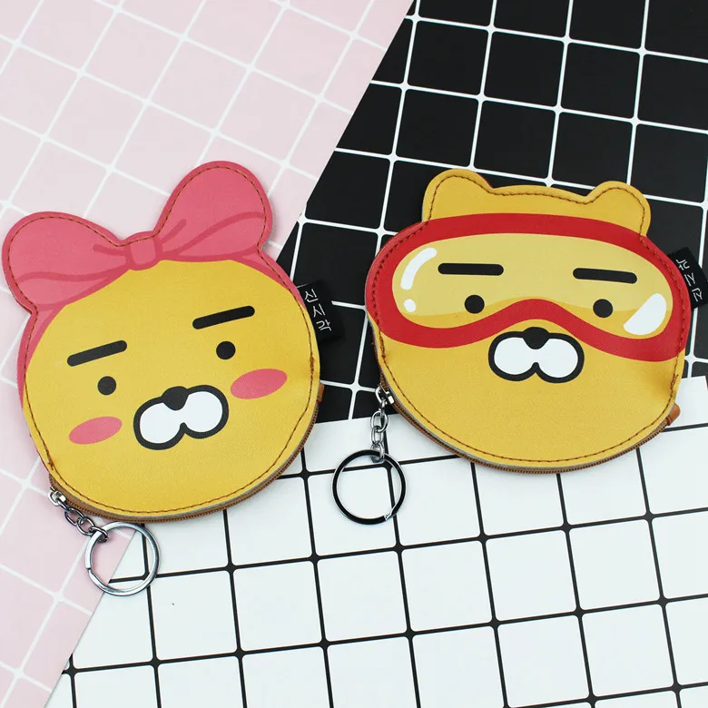 10 шт./партия Корейский мультфильм Ryan Bear персиковый Кошелек для монет на молнии Кошелек хранилище чехол Брелок Дети подарки на день рождения вечерние