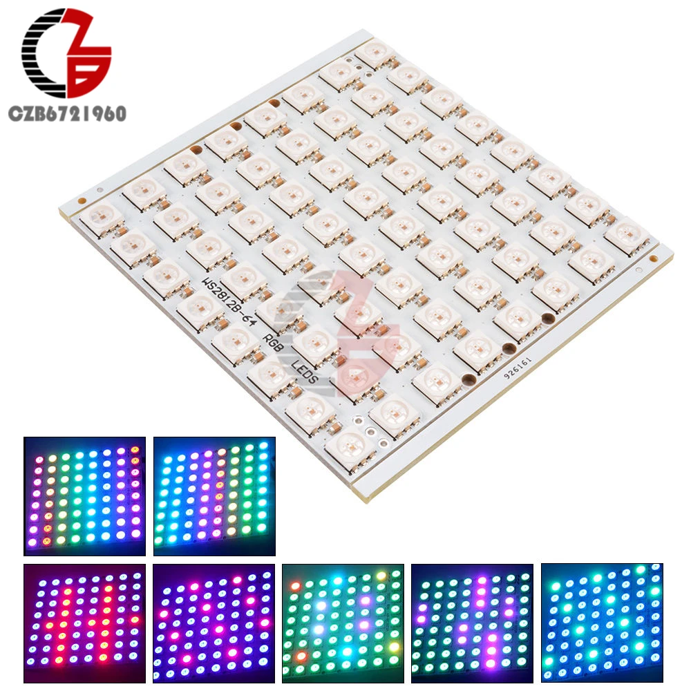 

WS2812B 8x8 64-разрядный полноцветный 5050 RGB светодиодный светильник Панель для Arduino OS857