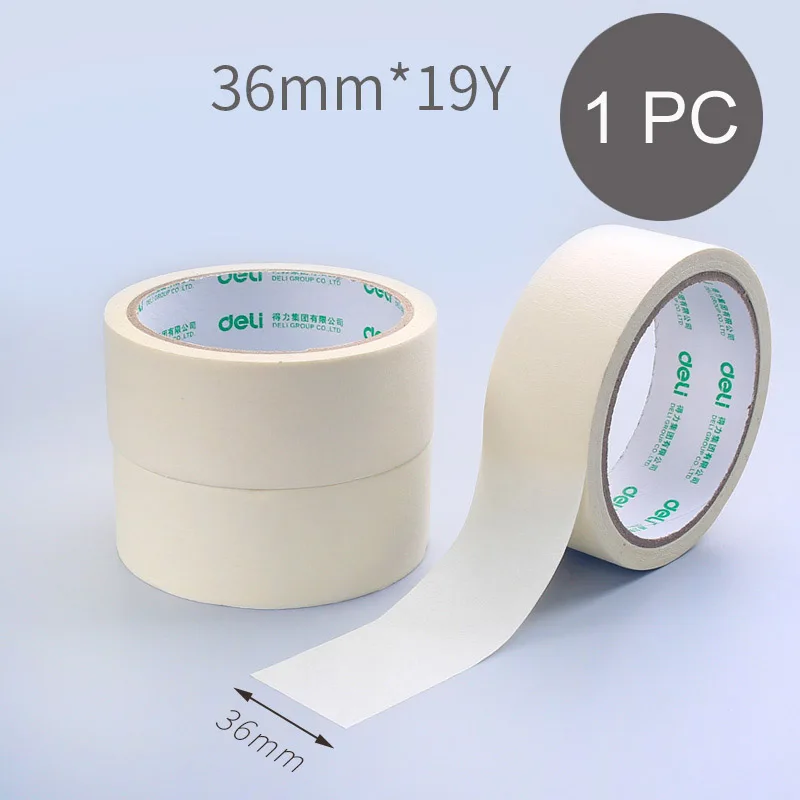 1 Roll 36mm 20 Yards Клейкая лента для маскировки, крепированная бумага, белая, 1 рулон, 24 мм/36 мм, 20 ярдов, для письма, красок, проектов, этикеток, офисное искусство, ремесла, школа - Цвет: 1 Roll 36mm 20 Yards