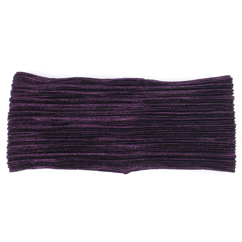 Purple Geebro/Женская эластичная повязка на голову в металлическом цвете; летняя Новинка; палитра; повязка на голову для девочек; однотонные ленты для волос на плоской подошве - Цвет: Purple