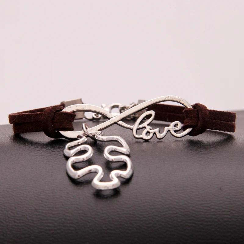(12pcs/lot) Infinity Love Handmade Bracelet Autism Pendant Awareness Bracelets &amp Bangles Jewelry For Women Men 15 Colors | Украшения и