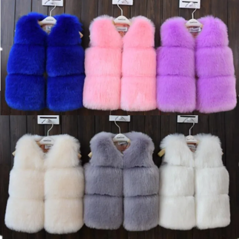 Retail New Children Casual Faux Fur Waistcoats Girls Fashion Solid Color Vests Baby Girl Version Waistcoat Boys Warm Vest | Детская