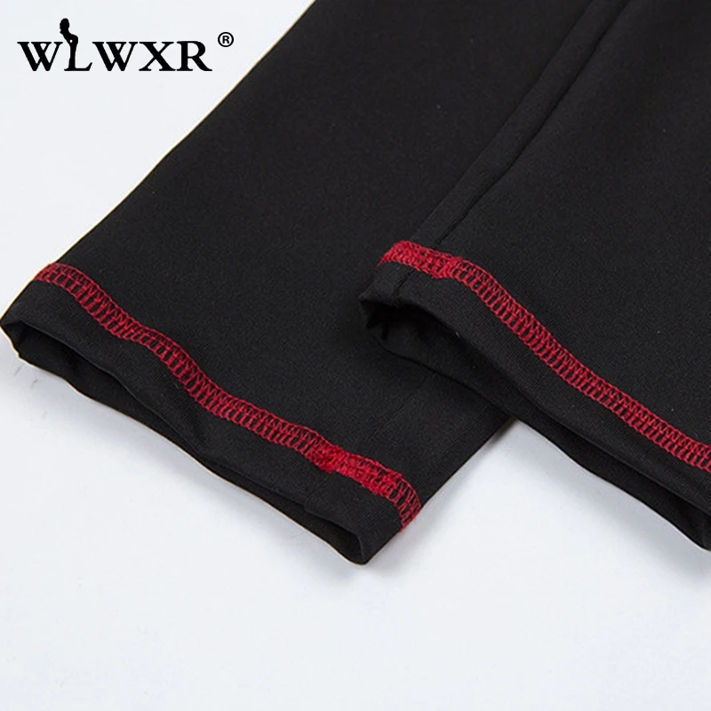 Женский полосатый комбинезон WLWXR черный обтягивающий на молнии для фитнеса улицы