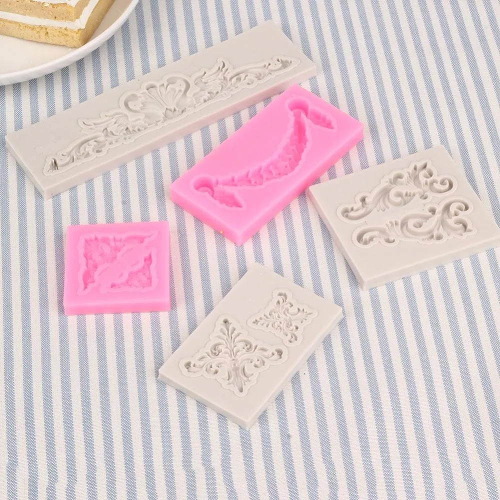 Горячая силиконовая форма в стиле барокко тиснение торта трафаретная для