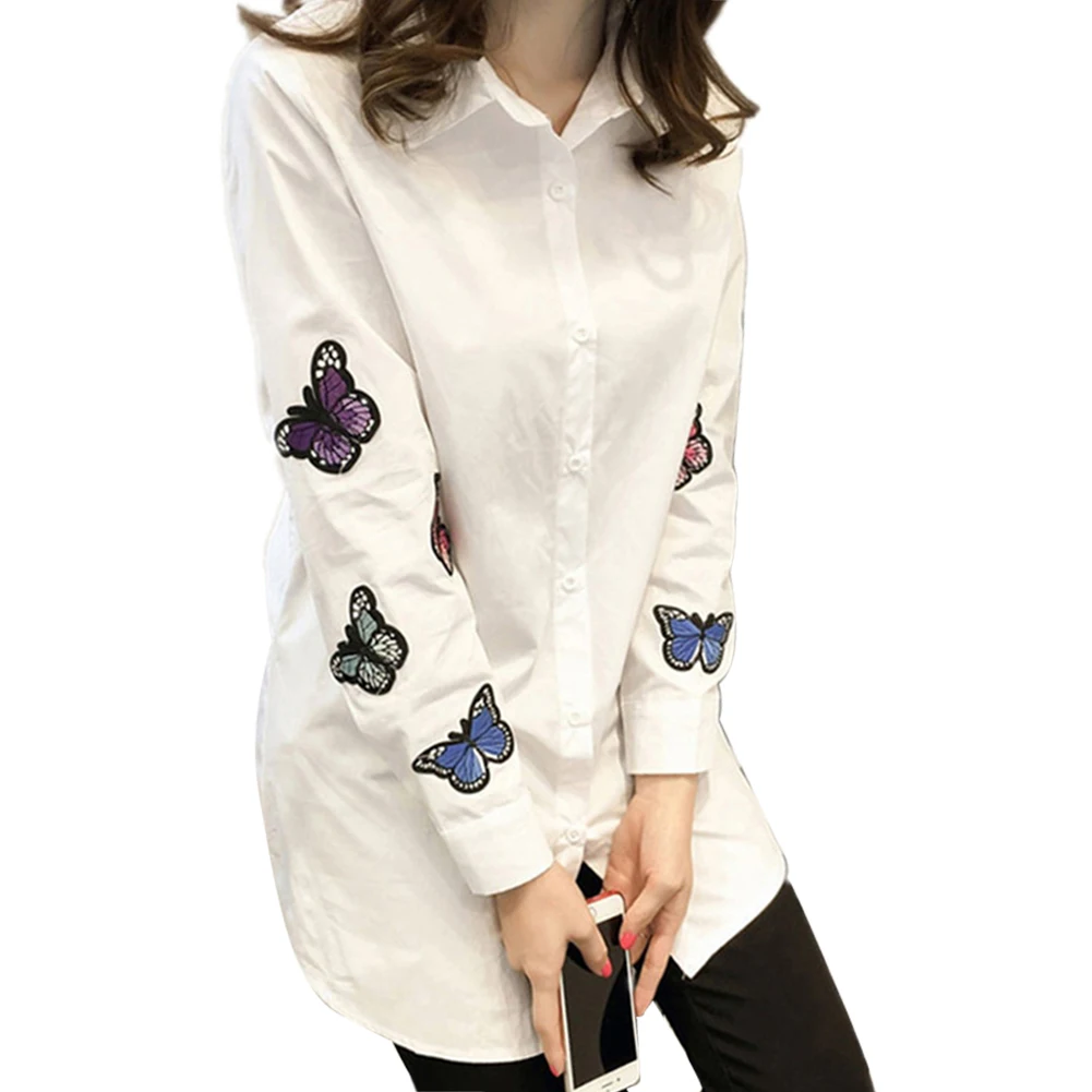 Новая женская рубашка с бабочкой и длинным рукавом модная свободная Передняя на