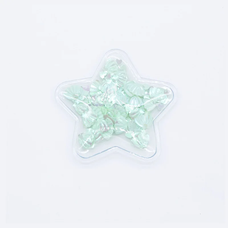 Green Shell 6 шт. 5 см прозрачные пластиковые звезды с красочными блестками внутри аппликации DIY аксессуары для головных уборов ремесло ручной работы Декор патч H25 - Цвет: Green Shell