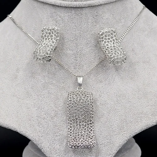 Earrings Necklace Sunny Jewelry сплав скелет выдалбливают Женские Ювелирные наборы колье серьги кулон для вечерние свадебные подарки ювелирных изделий - Окраска металла: Earrings Necklace