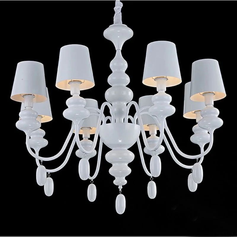 

Simple Luxury vintage Chandeliers White Metal LED Lamps Hoist Art 8 10 18 Heads For Living Room Hotel Bedroom Chandeliers G268