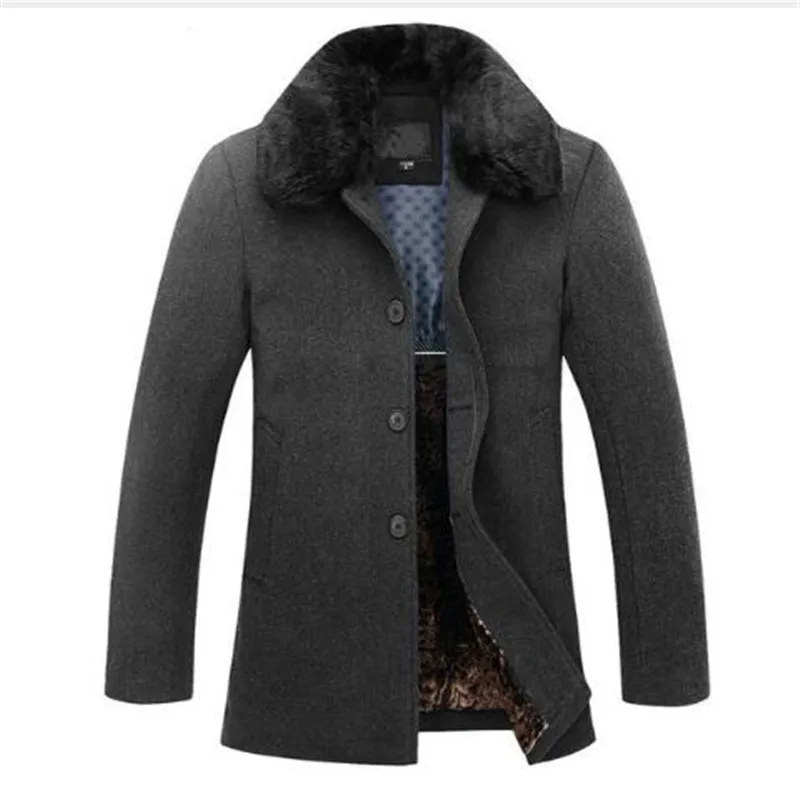Мужской утолщенный тренчкот 2019 зимнее мужское шерстяное пальто облегающий с