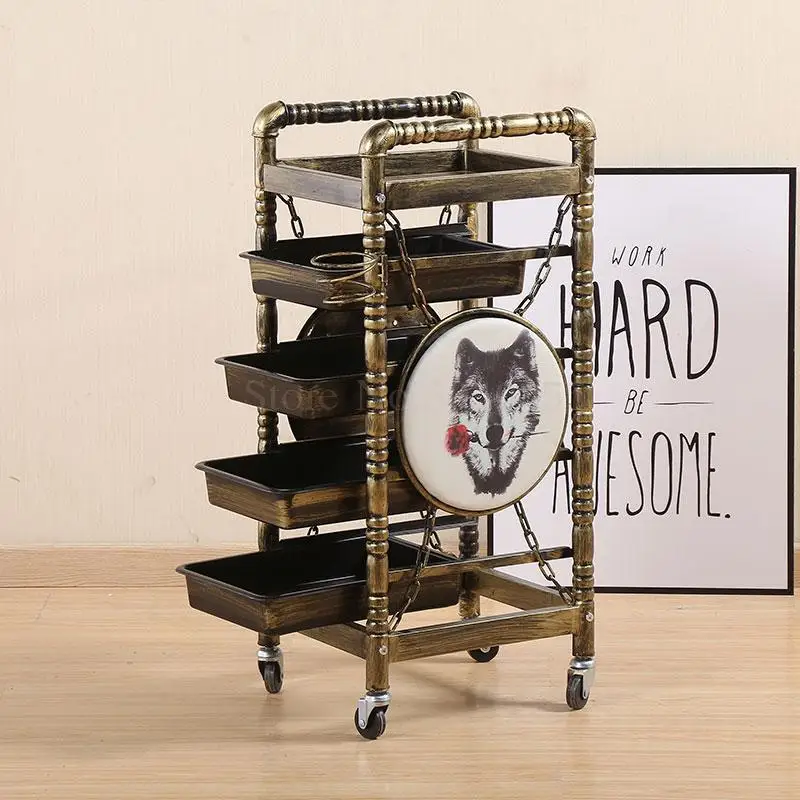 Hairdressing special tools car barber shop hair salon hot dyeing trolley retro multi-function beauty bar car clearance specials - Цвет: 0.0. 3