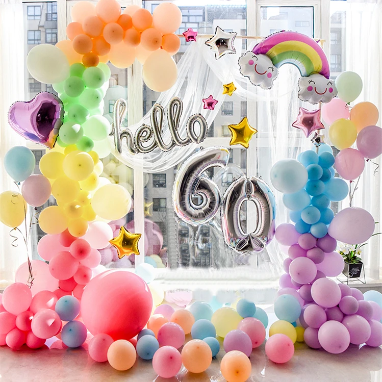 Яркие Воздушные шары пастельного цвета для девочек hello 100 дней 30 50 60 лет, воздушные шары для дня рождения, гирлянда, Радужный декор для детского дня рождения