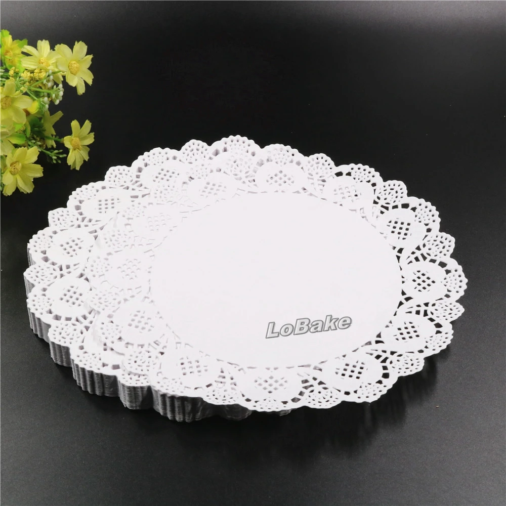(160 шт./упак.) Новейшие 9 5 дюймовые круглые белые полые кружевные бумажные салфетки