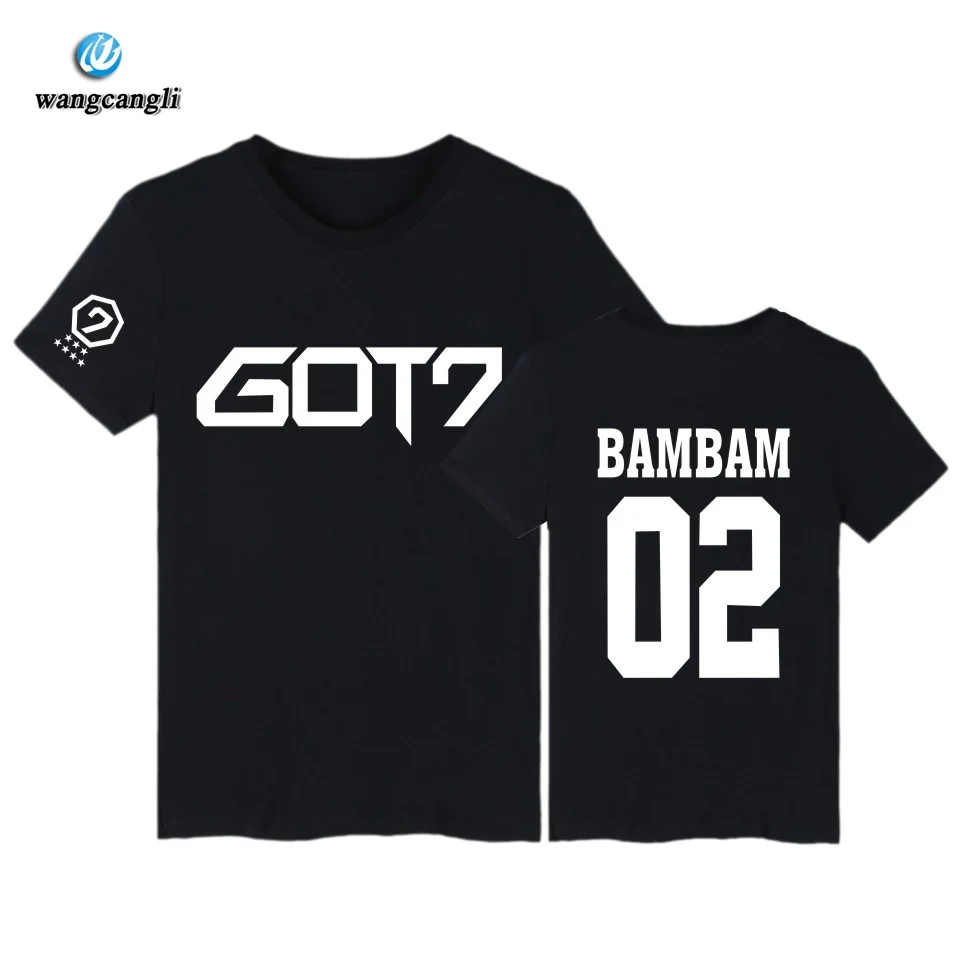 KPOP GOT7 Харадзюку футболка с буквенным принтом Футболка коротким рукавом Уличная