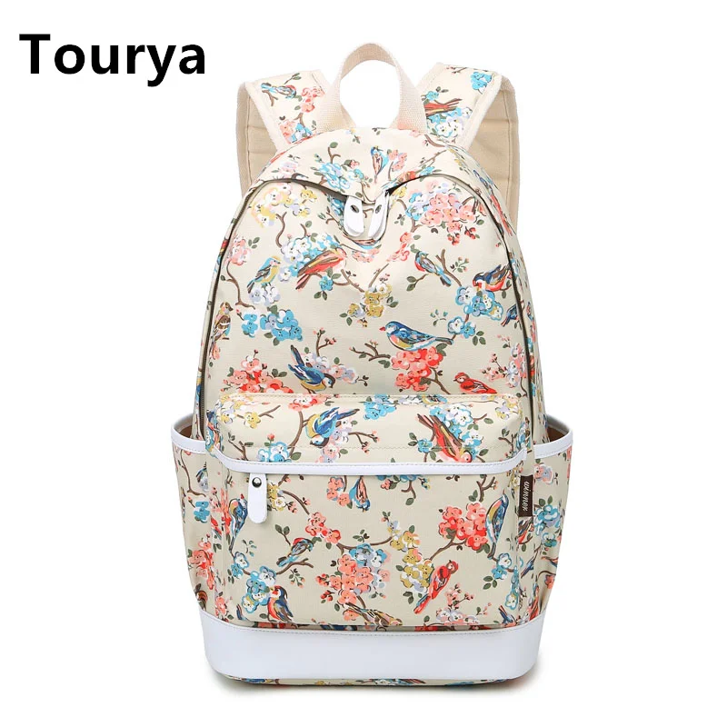 Tourya Птица Отпечатано Рюкзак Женщины Школьные для Подростками Девушки Дорожная