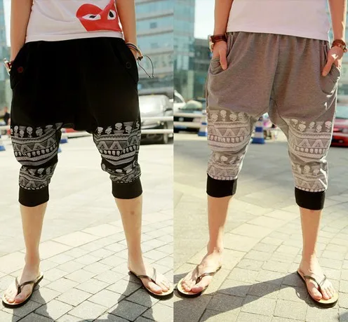 Hot-selling designer men drop crotch capri pants printed casual sports  harem for men plus size cropped pants - купить по выгодной цене | AliExpress