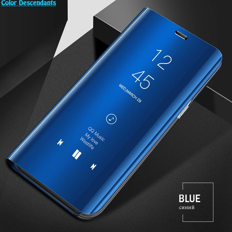 Blue Зеркальный чехол для huawei P8 P9 P10 P20 Lite Plus, флип-чехол для mate 10 20 lite pro honor 10 9 8 nova 3 3i P Smart Funda Coque - Цвет: Blue