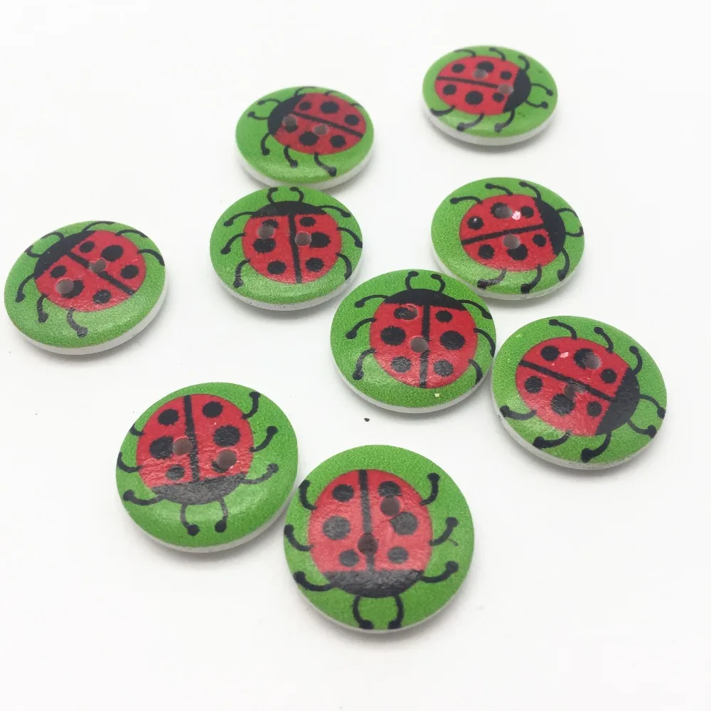 

1000pcs 20mm RED Ladybugs Ladybirds Printed Wood Buttons Baby Sewing Accessories For Cardmaking Scrapbook Embellishments